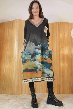 Ezra T Shirt Midi Dress Midnight Skies /18=